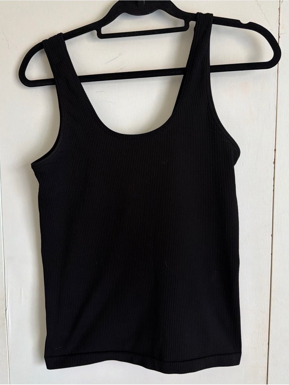 Athleta Tank Top Womens Sz M White Ribbed Tank Top Scoop Neck Gym Yoga Active